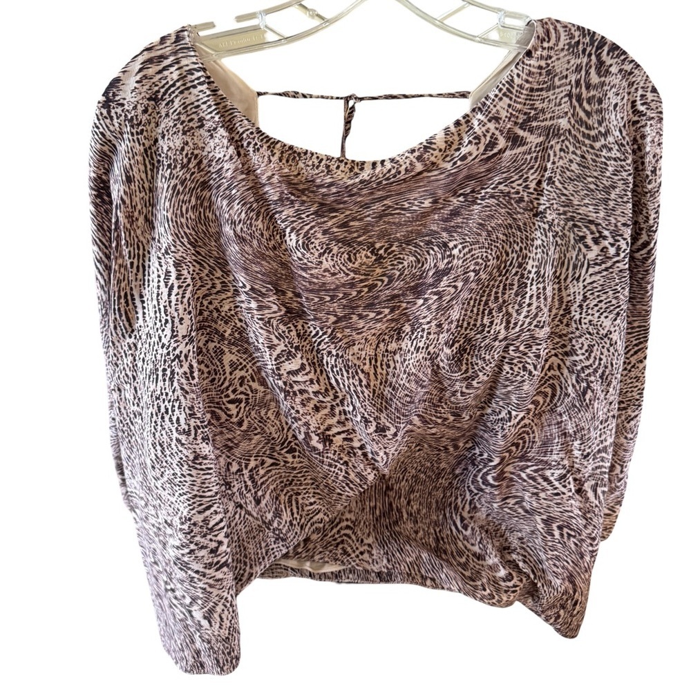 Alice + Olivia Brown Printed Blouson Top size Medium